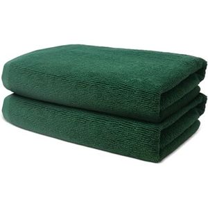 ÔHM - Badkamer Set - 2 Volwassen Badhanddoeken 70x140cm - 100% Premium Katoen - Zeer Zacht & Absorberend - Oeko-TEX gecertificeerd - 500g/m2 - Dennengroen