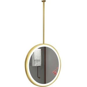 Ronde LED-plafondspiegel Met Twee Zijden, Dimbare Verlichting In 3 Kleuren En 360° Draaibaar, Geschikt For Entrees, Kasten Woningen(Gold,40x40cm)