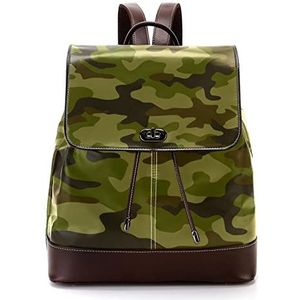 Camouflage groene patroon gepersonaliseerde casual dagrugzak tas voor tiener, Meerkleurig, 27x12.3x32cm, Rugzak Rugzakken