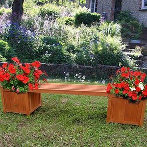 Melko Tuinbank met bloembak, 180 x 40 x 40 cm, houten tuinbank, zitbank, parkbank met plantenbak