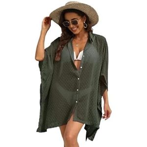 Cover Ups voor vrouwen strandkleding badpak cover-up voor vrouwen grote maat badpak cover-up shirts stippen splicing casual strand cover ups badpak cover ups voor vrouwen (groen, S)