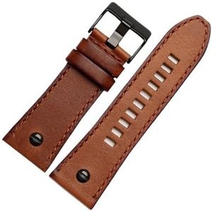 Jeniko Kwaliteit echte retro lederen horlogeband heren compatibel met DZ4343 DZ4323 DZ7406 horlogeband vintage Italiaans leer 22 mm 24 mm 26 mm (Color : D brown-black, Size : 28mm)