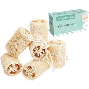 Premium natuurlijke milieuvriendelijke douche-loofah-spons - grote exfoliërende lichaamsscrubbers | Badspons voor huidverzorging in bad spa douche | voor gezicht, rug en lichaam - 6 lichaamsscrubbers