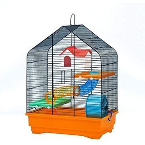 Decorwelt Hamsterstokken Oranje buitenmaten 40x25,5x54 knaagkooi Hamster plastic kleine dieren kooi met accessoires