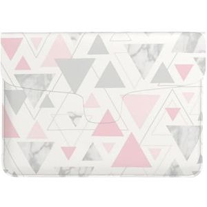 Roze Grijs Zilver Geometrische Driehoek Marmer, Lederen Laptop Sleeve, Notebook Tas Laptop Case Sleeve Tablet Aktetas