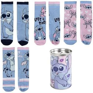 Disney Stitch Lili & Stich kousen, sokken, 5 en 4 stuks, in mooie geschenkverpakking, spaarpot, lichtblauw, 31-34