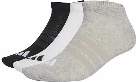 adidas Unisex adulto THIN&LIGHT ESSENTIALS LOW CUT SOCKS 3 PAIR PACK, medium grey heather/white/black, 8.5-10