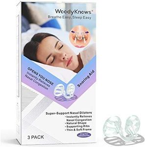WoodyKnows Superondersteunende neusstretcher, ademhulp voor slaapsport, zachte neusventilatie, verbetert de ademluchtstroom, anti-snurk-oplossing (L)