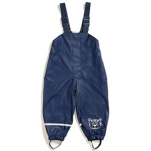 Regenbroek voor kinderen, met fleece gevoerd, Öko-Tex | winddicht | waterdicht | elastische schouderbanden | kindermodderbroek voor jongens en meisjes, blauw, 74/80 cm