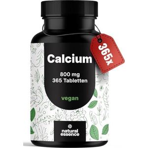 Calcium tabletten hoge dosis - 365 tabletten - 800 mg calcium per dag - calciumtabletten hoge dosis - 180 dagen voorraad - veganistisch en geproduceerd in Duitsland v.1.0 - verpakking kan variëren