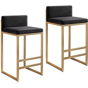 Barkruk barkruk stijlvolle barkrukken set van 2 ontbijt barstoelen met rugleuning en metalen poten voor pub, bar, koffiehuis, restaurant of thuis, zithoogte 45/55/65 cm