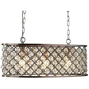 Searchlight 6953-3CU Marquise Three Light Ceiling Pendant in Antique Copper and Crystal: Width:210mm