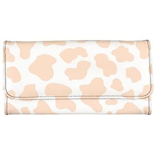 Jeiento Koe Print Lederen Portemonnees voor Vrouwen Reizen Zakelijk Winkelen Geld Clips Handtas Portemonnee Clutch Tas Verjaardagscadeau voor Meisjes, ORANJE, Large, Casual