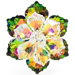 Sprankelende glazen bloembroche vrouwelijk 14 kleuren schoonheidskantoor brochespeld Jaarcadeau (Color : A-green)
