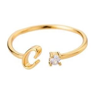 AZ Initial Rings voor vrouwen Open verstelbare roestvrijstalen trouwring Trend gouden kleur paar sieraden accessoires -7-C-rose gouden kleur