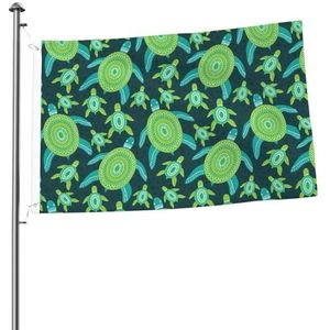 Vlag 2x3FT outdoor vlag tuin vlaggen tapijt hek banner vakantie tuin partij vlaggen, groene ornament schildpadden natuur
