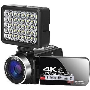 4K Digitale Vlog Camera Video-opname WIFI Streaming Webcam Outdoor Draagbare Camcorder 18X Fotografie Recorder HD camera (Color : No SD Card, Size : With Light)
