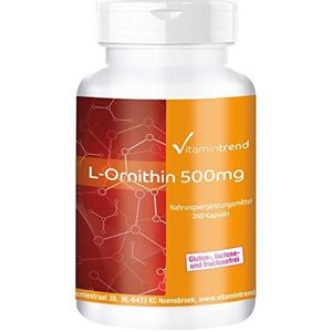 L-Ornithine 500mg - 240 capsules - veganistisch - hoge dosering | Vitamintrend®