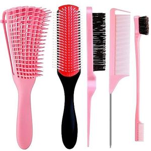 Haarborstel Set Ontwarrende Haarborstel 9-Rij Kussen Nylon Borstel Borstel Dubbele Rand Borstel Plagen Borstel Scheiding Kam voor Vlechten