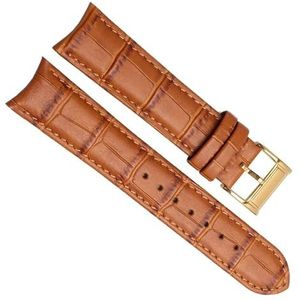INSTR 20 mm horlogeband van echt rundleer voor Citizen-polsband Curve-einde bruine banden (Color : Light Brown Gold, Size : 20mm)