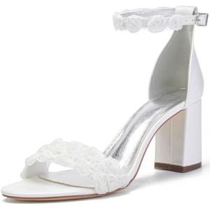 SYDZSW Vrouwen Dikke Hakken Naaldhak Pumps Hoge Hakken Sexy Hakken Schoenen, Ivoor, 35 EU