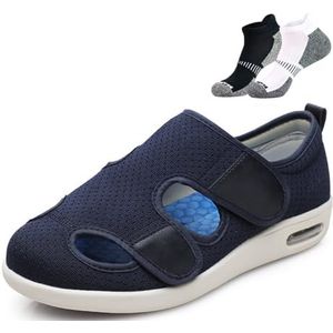 Diabetes-schoenen met zachte zolen, lichtgewicht ondersteuning, brede pasvorm en comfortabele schoenen voor ouderen.(Blue,49EU)