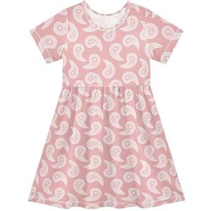 LI ZHI XIN Meisjes Jurk Kinderen Zomer Korte Mouw Ronde Hals Casual Jurken voor Leeftijd 2-8 Paisley Naadloos Patroon, Meerkleurig, 2 jaar