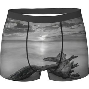 DEXNEL Heren ondergoed Boxer Slip Zacht Ademend Ondergoed 1pack,Strand Hout Foto, Zwart, XL