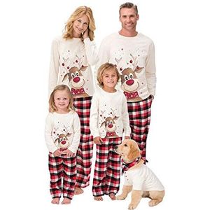 Dames pyjama-set,Kerst familie nachtkleding Eland Printed Loungewear voor mannen kinderen meisjes 2-delige tops en plaids broek