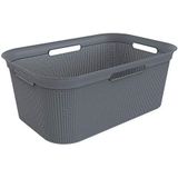 Rotho Brisen Wasmand 40l met 4 handgrepen, Kunststof (PP) BPA-vrij, antraciet, 40l (59.6 x 39.6 x 23.2 cm)