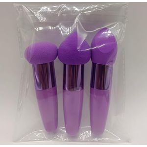 3 stks/set Cosmetische Bladerdeeg Foundation Poeder Make-Up Borstel Vrouwen Gezicht BB Cream Concealer Applicator Professionele Beauty Make Up Gereedschap (Color : Purple)