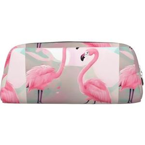 Love Flamingo Lichtgewicht Draagbare Lederen met Rits Pen Case 20.5x5.5x8cm voor Kantoor Reizen Make-up Opbergtas, Zilver, Eén maat, Munt Pouch