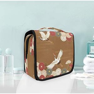Grijze witte zwaan opknoping opvouwbare toilettas cosmetische tas make-up reisorganisator tassen tas voor vrouwen meisjes badkamer