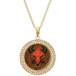 Rode Draak in Steen Hanger Ketting Voor Vrouwen Mode-sieraden Custom Verjaardag Kerst Valentijnsdag Gift Golden-stijl