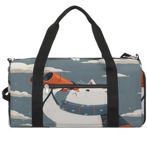 Fitnesstas, het dragen van oranje verrekijker print gymtas, sport reizen fitness tas, essentiële gymtas, gymtas met schoencompartiment, stijl, One Size, Modern, Stijl, Eén maat, Modern design