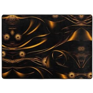 Zwarte en gouden achtergrond print slaapkamer decor tapijten, flanel antislip tapijt voor woonkamer keuken kantoor mat-203x148 cm