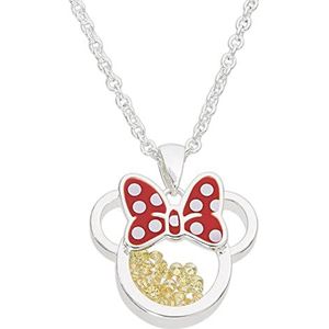 Disney Minnie Silver Plated Brass met rode Enamel Bow November Birthstone Floating Stone Necklace CF00308SNOVL-Q.PH