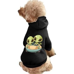 Leuke Aliens in Auto Gedrukt Pet Hoodie Sweatshirt Warm Puppy Pullover Winter Jas Voor Kleine Middelgrote Honden Katten