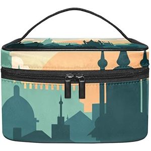 Stad make-up organizer tas, reismake-up tas organizer case draagbare cosmetische tas voor vrouwen en meisjes toiletartikelen, Meerkleurig, 22.5x15x13.8cm/8.9x5.9x5.4in