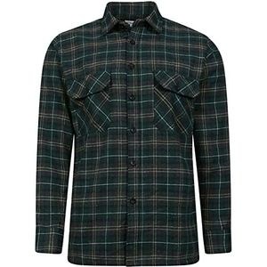BRAND KRUZE Heren geruite shirts lange mouw houthakker flanel werk casual knop shirt S - 5XL, Groen, XL