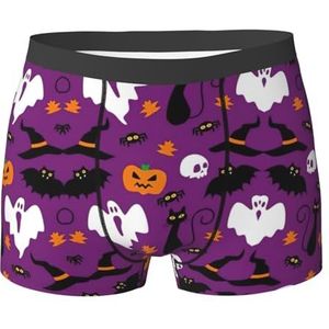 EdWal Paarse Halloween Horror print Heren Atletisch Ondergoed, Heren Ondergoed, Boxer Slips, Zacht Ondergoed, Zwart, XXL