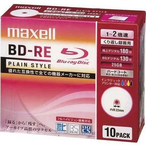 Maxell Blu-ray BD-RE Dit is een herbeschrijfbare schijf | 25 GB 2 x Speed 10 Pack – Uni Style – White Wide Area inktstraal bedrukbaar label (import uit Japan)