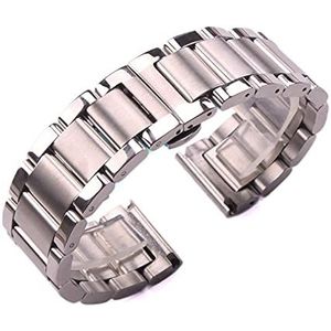 Solid 316L roestvrijstalen horlogebanden zilver 18mm 20mm 21mm 22mm 23mm 24mm metalen horlogeband band horloges armband (Color : Middle brushed, Size : 22mm)