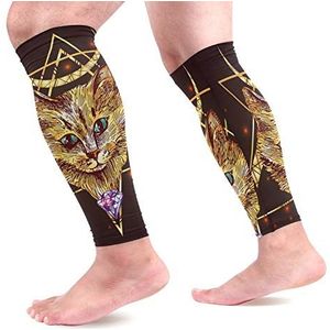 EZIOLY Kat Sport Kalf Compressie Mouwen Been Compressie Sokken Kalf Guard voor hardlopen, Fietsen, Moederschap, Reizen, Verpleegkundigen