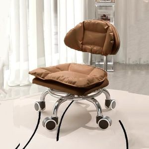 JUXDZISHW Bruin, D, Roller Seat PU Lederen Lage Kruk Ronde Rollende Vloerkruk met Universele Wielen voor Home Fitness Sport Pedicure Kruk