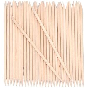 BAQI 200 stuks oranje houten nagelriemstokjes voor nagels, dubbelzijdige nagelriemen, pusher remover, multifunctionele manicure pedicure tool voor thuis en salon