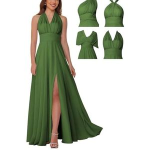 BRIGOW Vrouwen Bruiloft Bruidsmeisje Jurken Lange Chiffon Convertible Formele Avondjurk Jurk BY030, Olijfgroen, 32