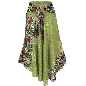 Guru-Shop, Zomerrokje, Maxi Rokje Hippie Chic, Olijfgroen/roest, Synthetisch, Size:38, Rokken/lang