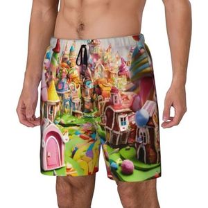 Yyoretp Hawaiiaanse zwembroek met print voor heren, sneldrogend, strandshorts met mesh-voering en zakken, Zwart, M