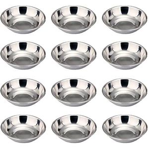 12 Pcs Mini Dipschaaltjes, Mini Snackbordjes, Kleine Rvs Schaaltjes, Sausschaaltjes, Sushischaaltjes, Dipschaaltjes, Snackschaaltjes, Serveerschalen Voor Sauzen, Snacks, Aperitiefhapjes, Sushi, 8 cm